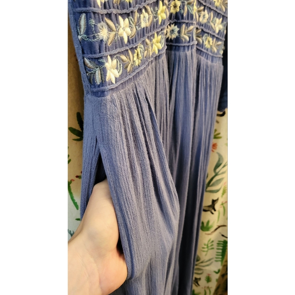 Free People Blue Embroidered Midi Dress - Picture 7 of 7